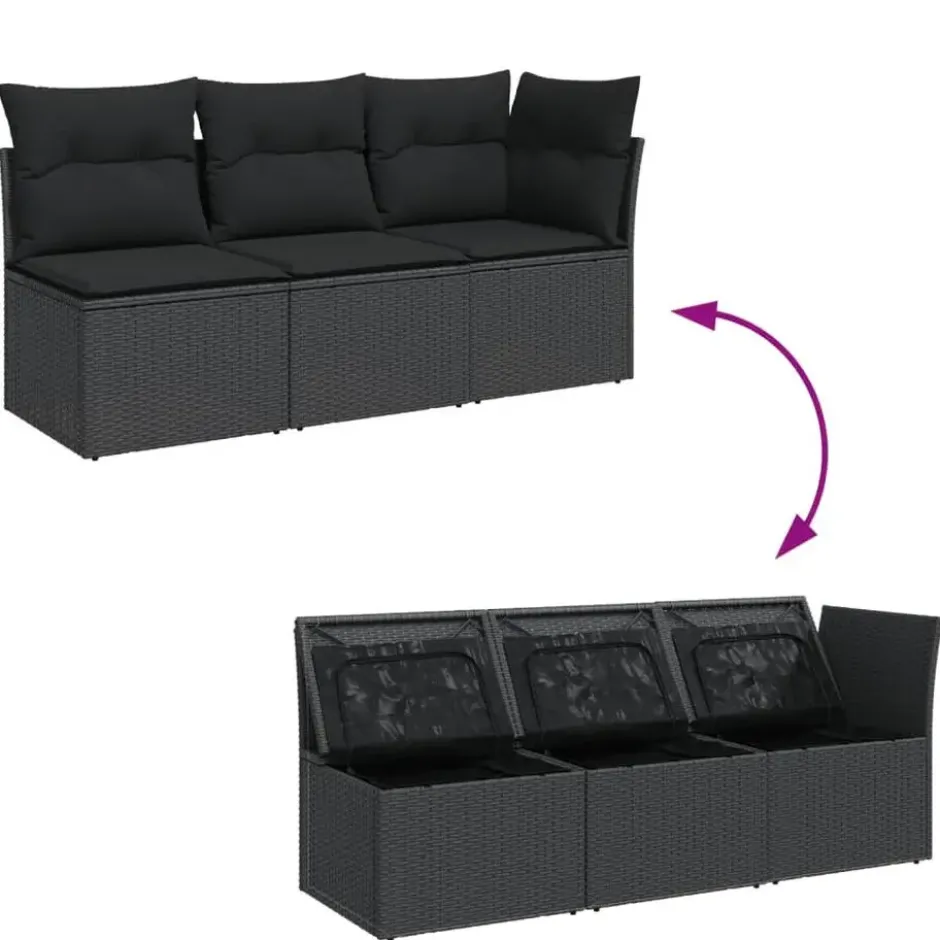 vidaXL - Tuinbank - Zwart - Poly rattan
