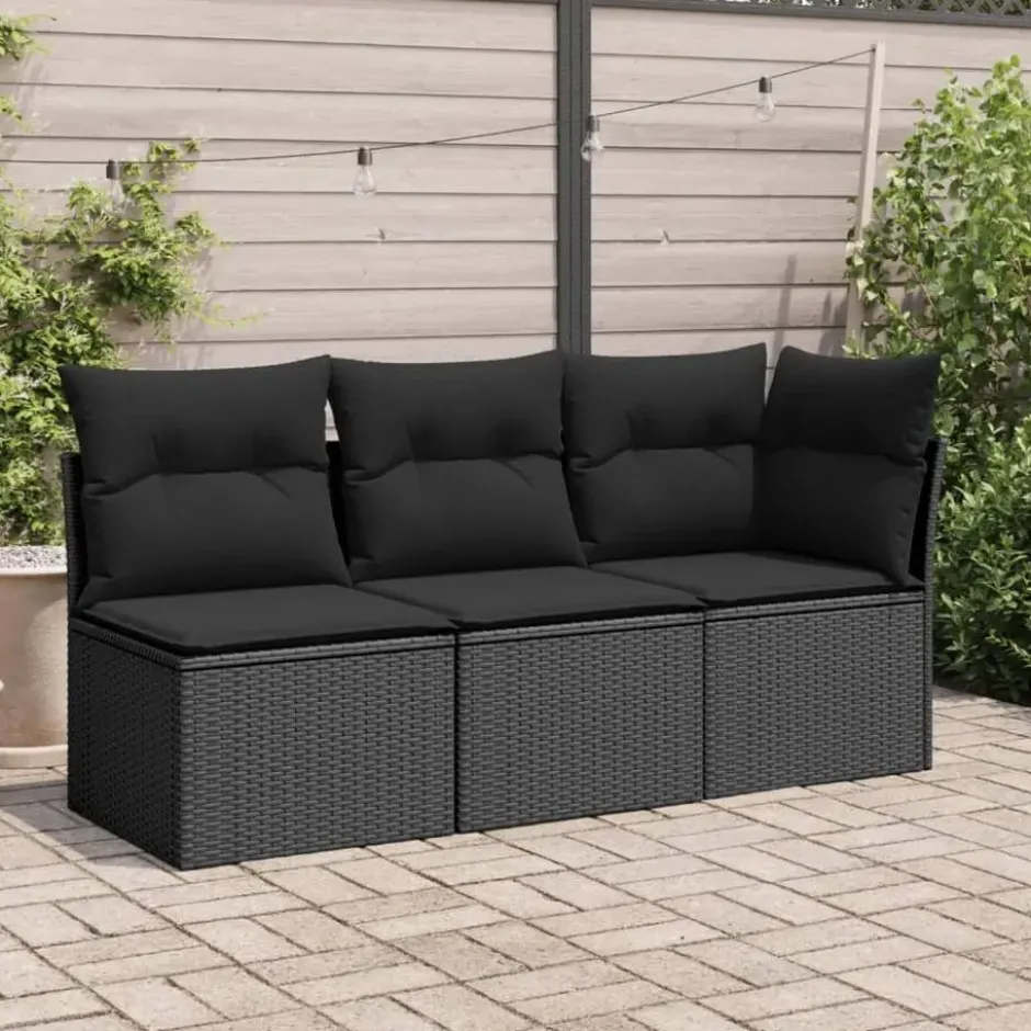 vidaXL - Tuinbank - Zwart - Poly rattan