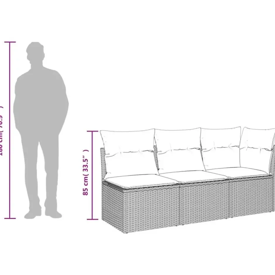 vidaXL - Tuinbank - Zwart - Poly rattan