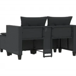 vidaXL - Tuinbank - Zwart - Poly rattan