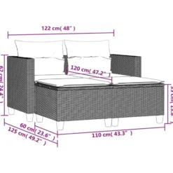 vidaXL - Tuinbank - Zwart - Poly rattan