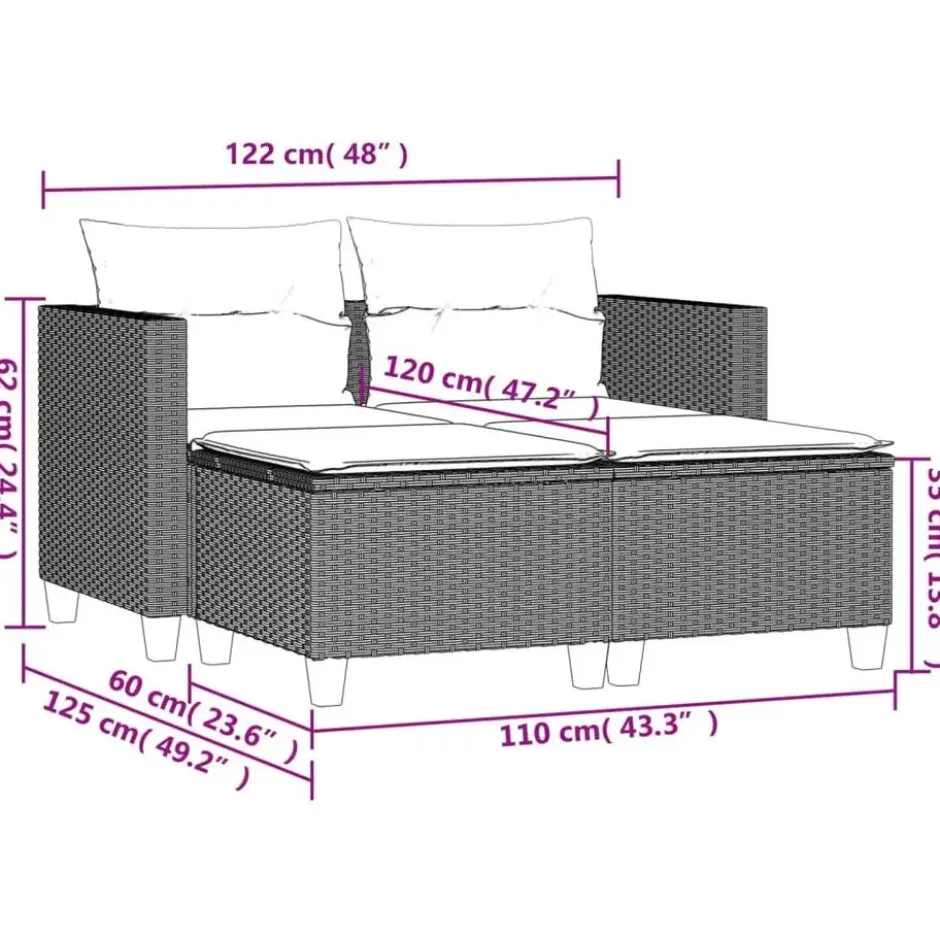 vidaXL - Tuinbank - Zwart - Poly rattan