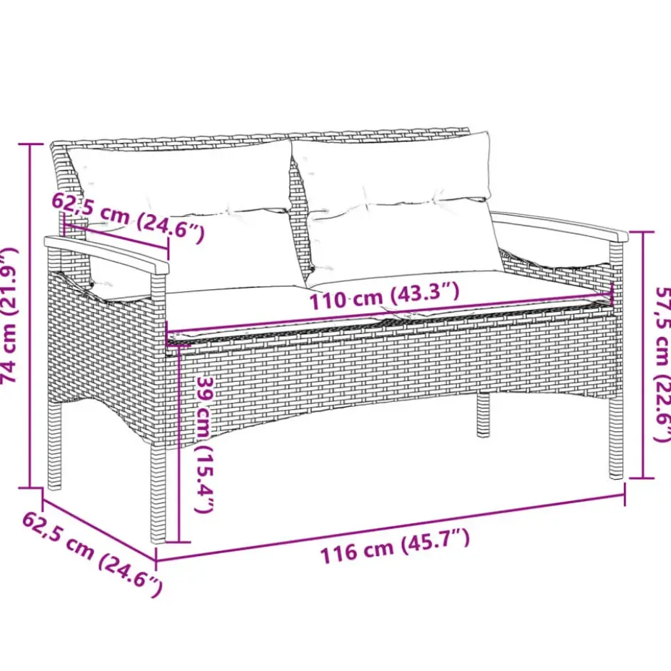 vidaXL - Tuinbank - Zwart - Poly rattan