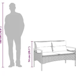 vidaXL - Tuinbank - Zwart - Poly rattan