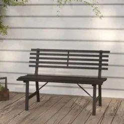 vidaXL - Tuinbank - Zwart - Staal - 110 cm
