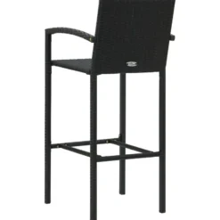 vidaXL - Tuinbarset met Armleuningen - Zwart Poly Rattan - 150x70 cm - 9 St.