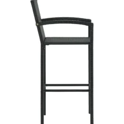 vidaXL - Tuinbarset met Armleuningen - Zwart Poly Rattan - 150x70 cm - 9 St.
