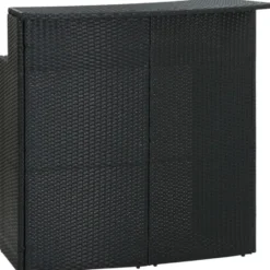 vidaXL Tuinbarset met Dubbel tafekblad en kussens - Zwart Poly Rattan - 3 stuks