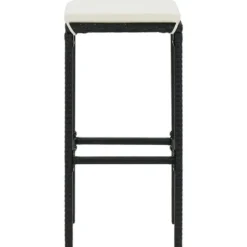 vidaXL Tuinbarset met Dubbel tafekblad en kussens - Zwart Poly Rattan - 3 stuks