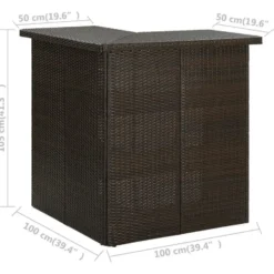 vidaXL - Tuinbarset met L-vormige bartafel - Bruin Poly Rattan - 4 St.