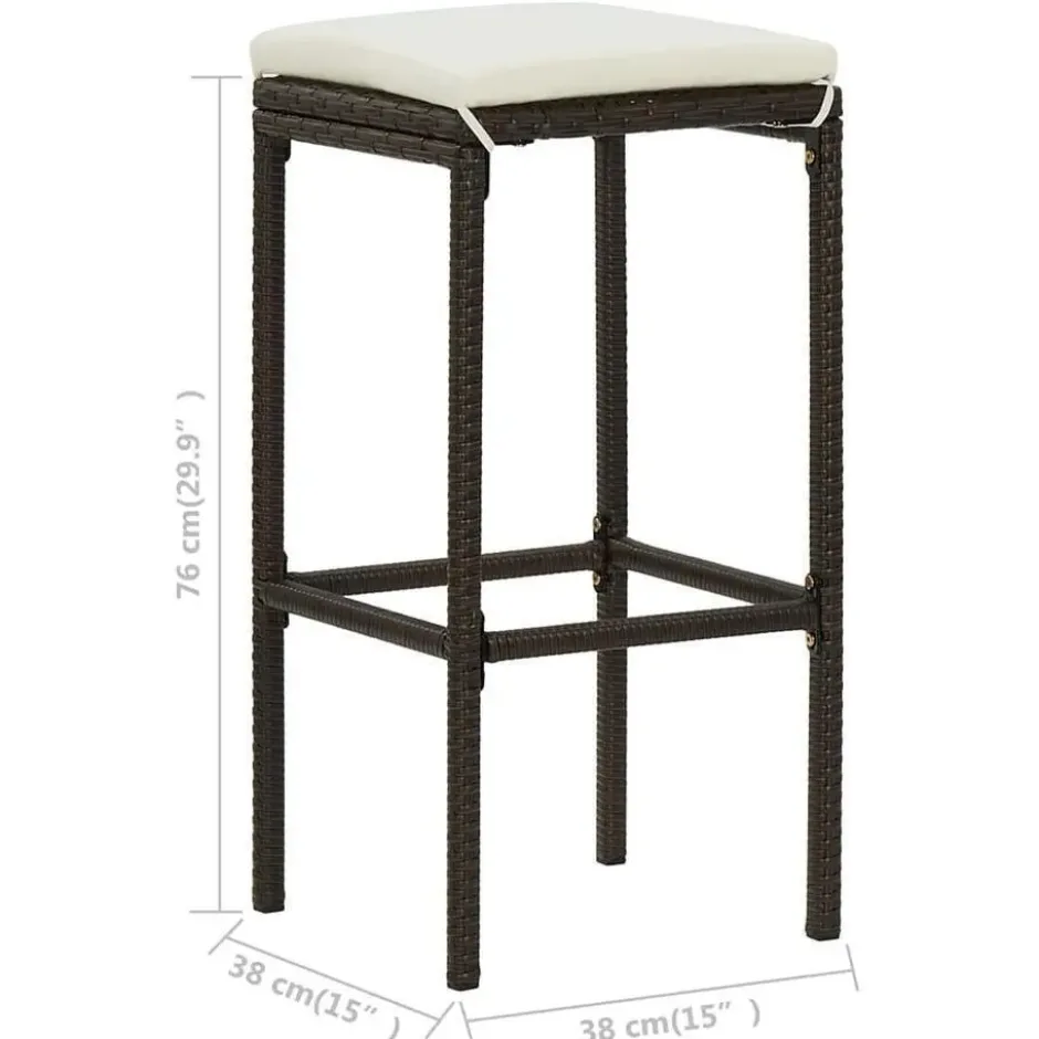 vidaXL - Tuinbarset met L-vormige bartafel - Bruin Poly Rattan - 4 St.