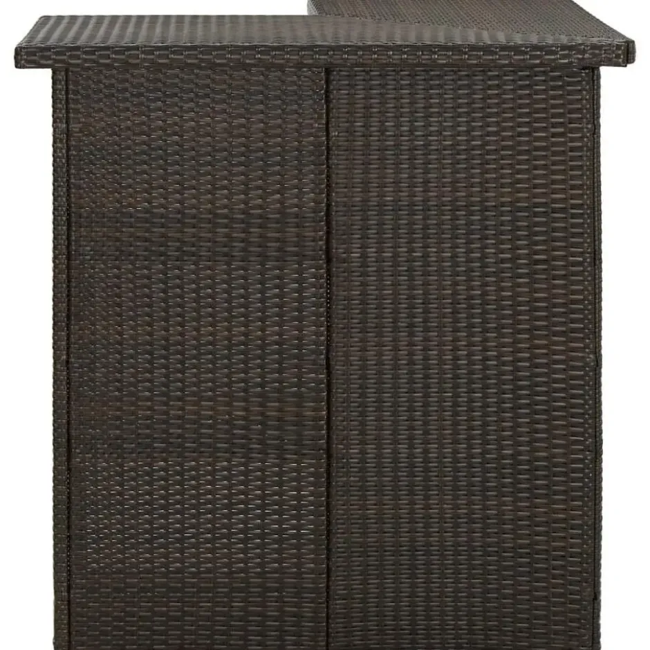 vidaXL - Tuinbarset met L-vormige bartafel - Bruin Poly Rattan - 4 St.