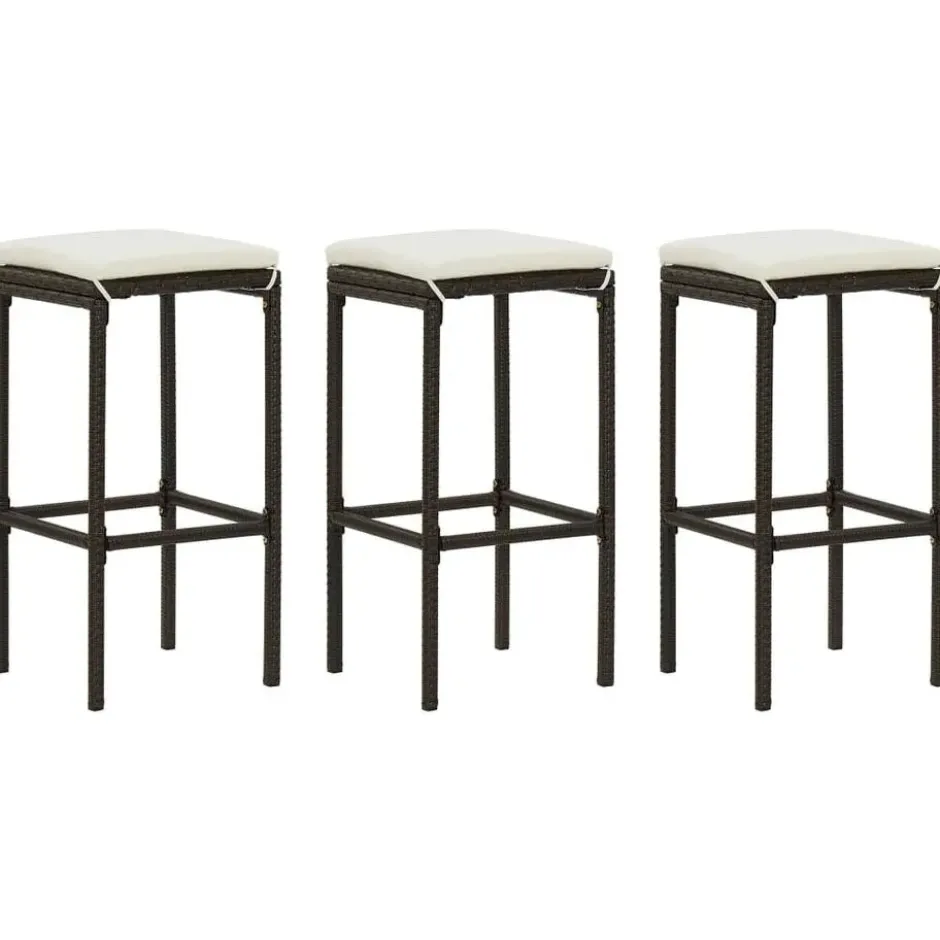 vidaXL - Tuinbarset met L-vormige bartafel - Bruin Poly Rattan - 4 St.