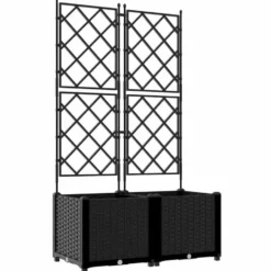 vidaXL - Tuin Bloempot Zwart 80x40x143 cm Kunststof 2 Stuks