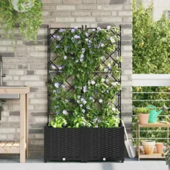 vidaXL - Tuin Bloempot Zwart 80x40x143 cm Kunststof 2 Stuks