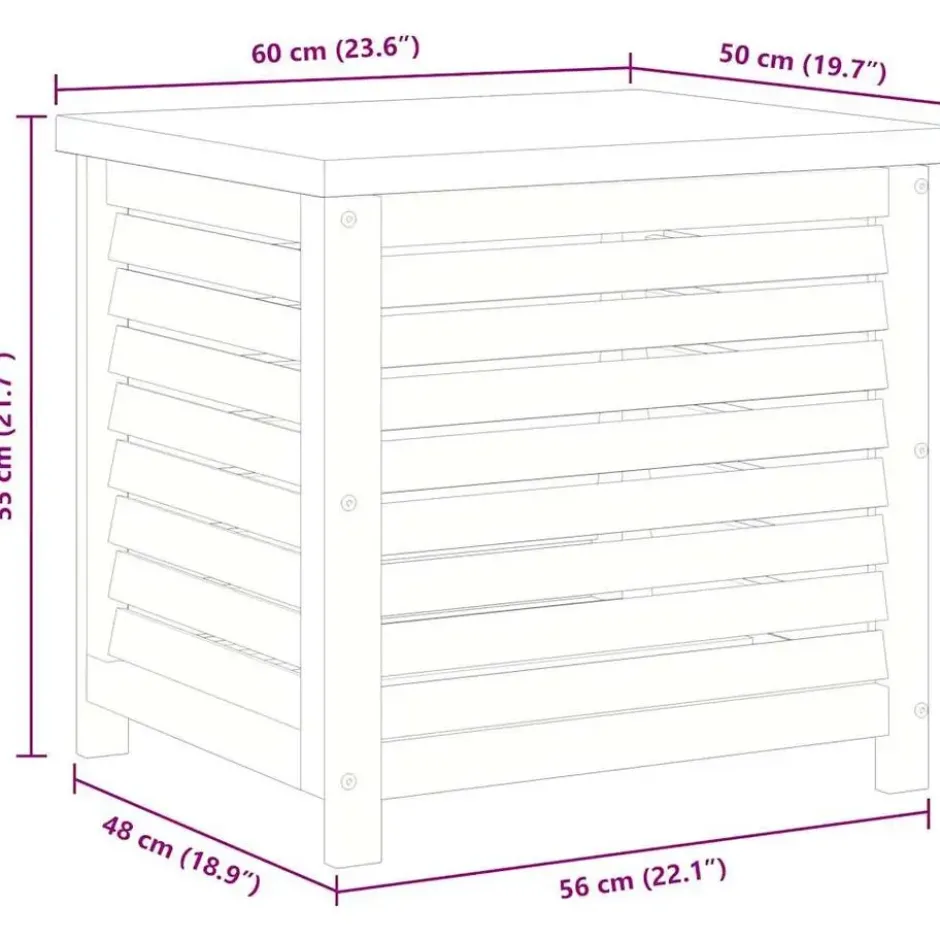 vidaXL - Tuinbox 60x50x55 cm massief eucalyptushout opbergbox