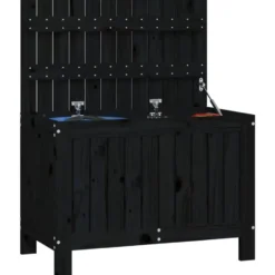 vidaXL - Tuinbox 76x42,5x54 cm massief grenenhout zwart opbergbox buitenbox
