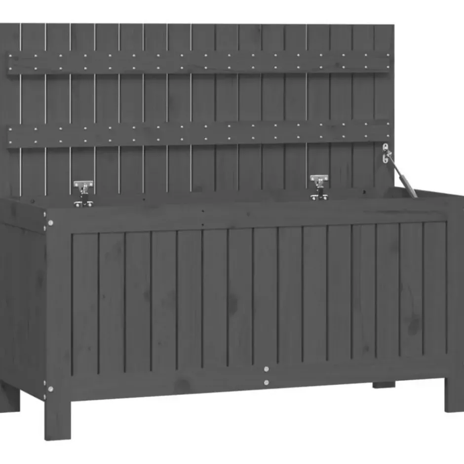 vidaXL - Tuinbox 115x49x60 cm massief grenenhout grijs opbergbox buitenbox
