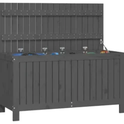 vidaXL - Tuinbox 115x49x60 cm massief grenenhout grijs opbergbox buitenbox