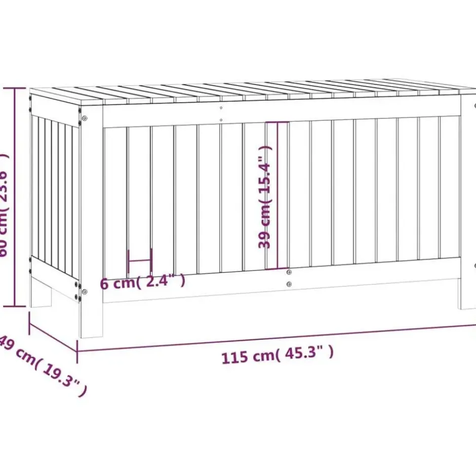 vidaXL - Tuinbox 115x49x60 cm massief grenenhout grijs opbergbox buitenbox