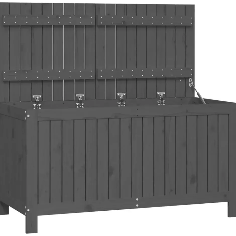 vidaXL - Tuinbox 121x55x64 cm massief grenenhout grijs opbergbox buitenbox