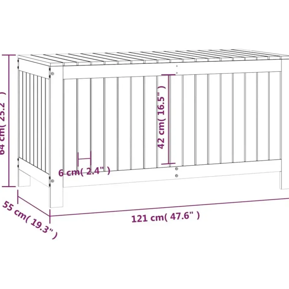 vidaXL - Tuinbox 121x55x64 cm massief grenenhout grijs opbergbox buitenbox