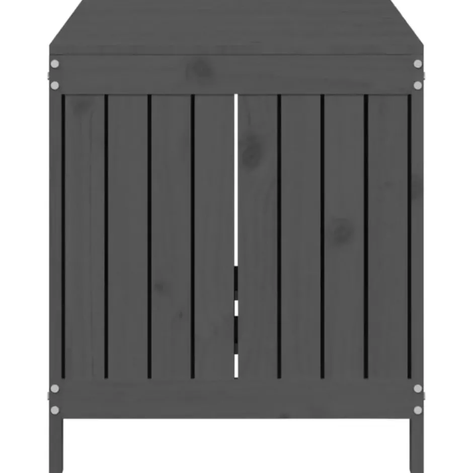 vidaXL - Tuinbox 121x55x64 cm massief grenenhout grijs opbergbox buitenbox