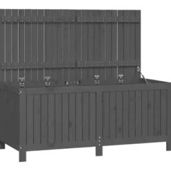 vidaXL - Tuinbox 147x68x64 cm massief grenenhout grijs opbergbox buitenbox