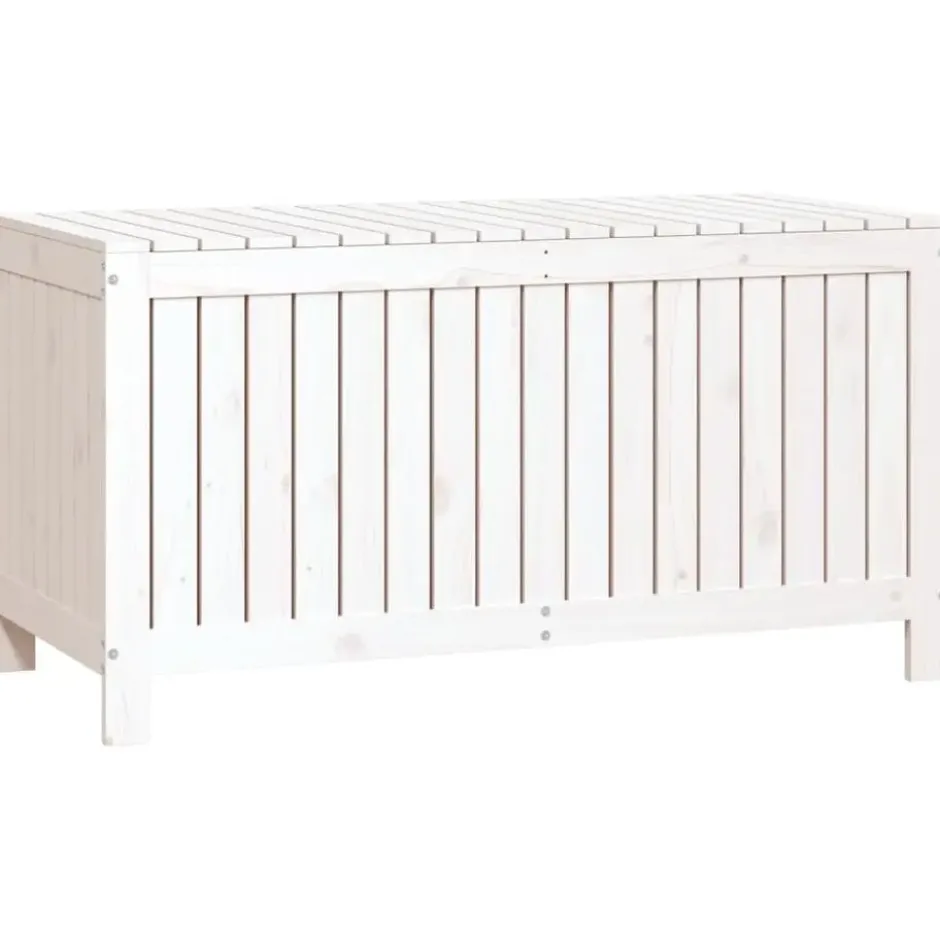 vidaXL - Tuinbox 121x55x64 cm massief grenenhout wit opbergbox buitenbox