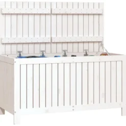 vidaXL - Tuinbox 121x55x64 cm massief grenenhout wit opbergbox buitenbox