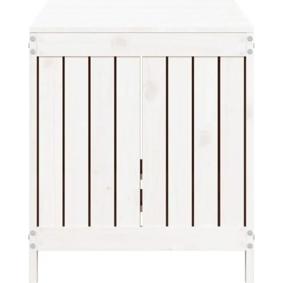 vidaXL - Tuinbox 121x55x64 cm massief grenenhout wit opbergbox buitenbox