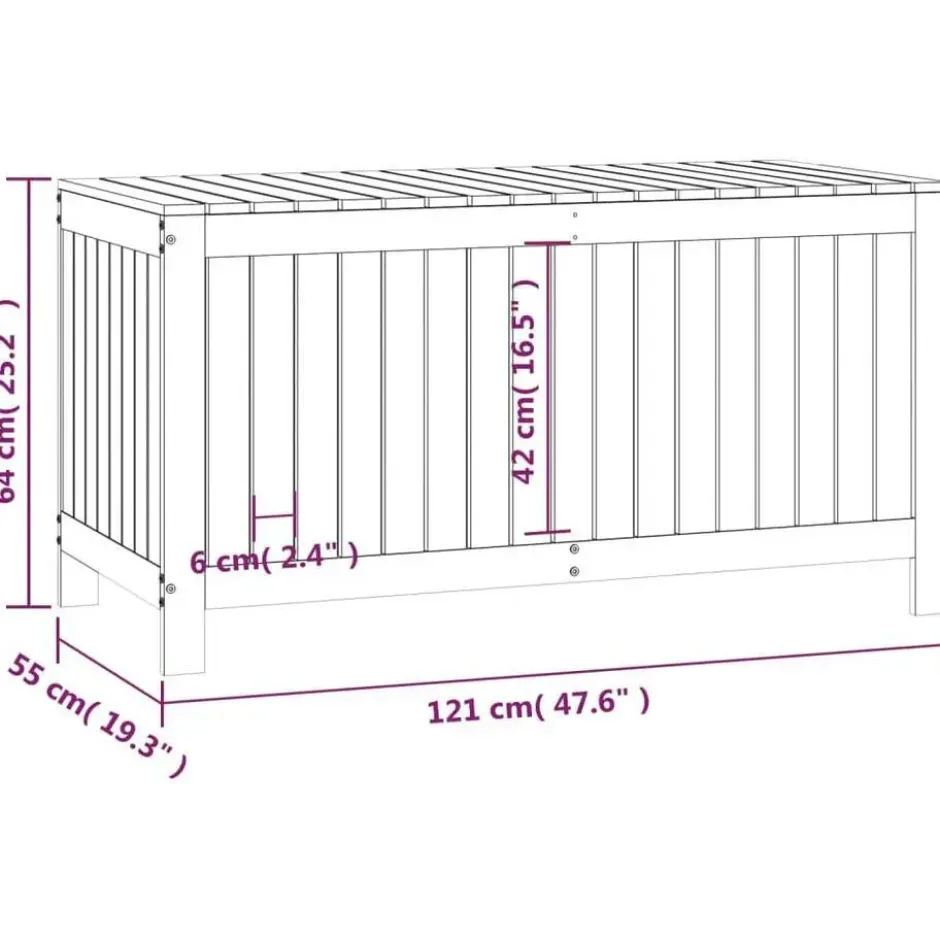 vidaXL - Tuinbox 121x55x64 cm massief grenenhout wit opbergbox buitenbox