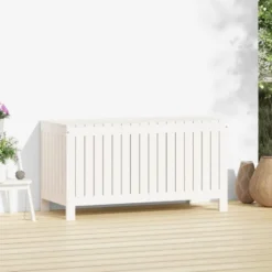vidaXL - Tuinbox 115x49x60 cm massief grenenhout wit opbergbox buitenbox