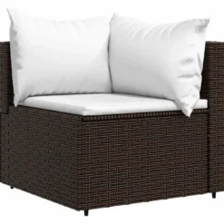vidaXL - Tuinhoekbank - Bruin - Poly rattan - Met kussens