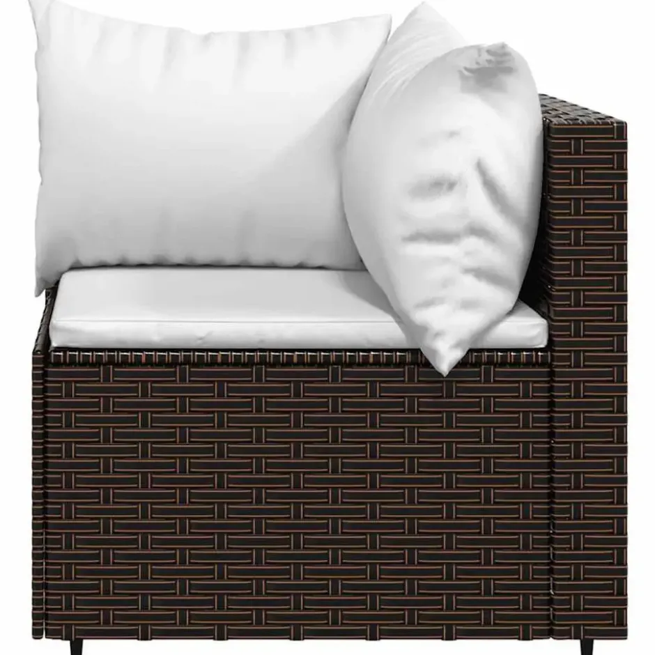 vidaXL - Tuinhoekbanken - Bruin - Poly rattan - Met kussens