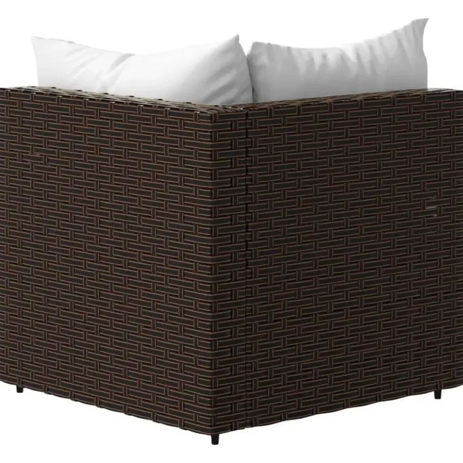 vidaXL - Tuinhoekbanken - Bruin - Poly rattan - Met kussens