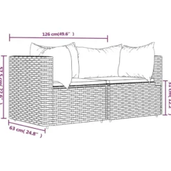 vidaXL - Tuinhoekbanken - Grijs - Poly rattan - 2 stuks - Met kussens