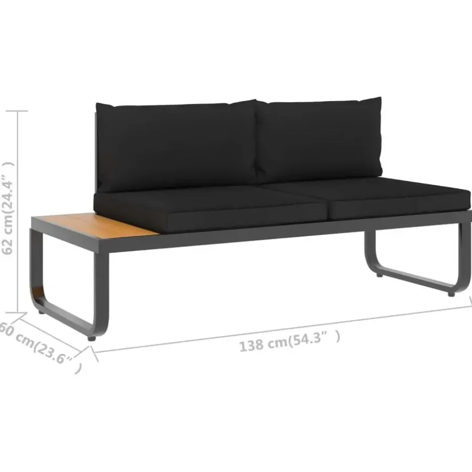 vidaXL - Tuinhoekbankenset - Grijs - Metaal - 4 stuks - Met kussens