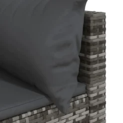 vidaXL - Tuinhoekbank - Grijs - Poly rattan - Met kussens