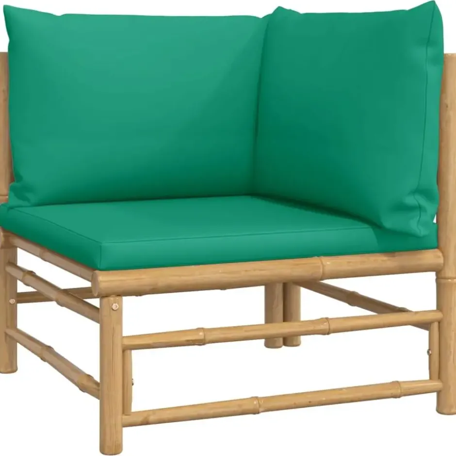 vidaXL - Tuinhoekbank - Groen - Bamboe - Met kussens