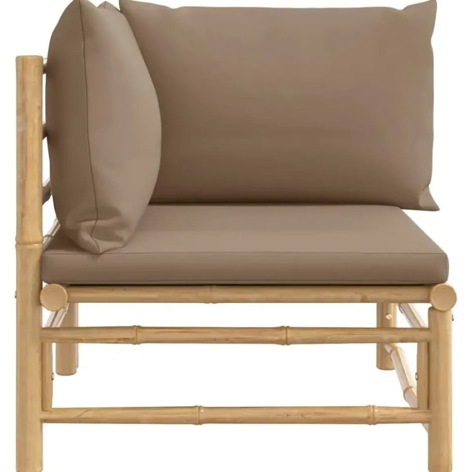 vidaXL - Tuinhoekbank - Taupe - Bamboe - Met kussens