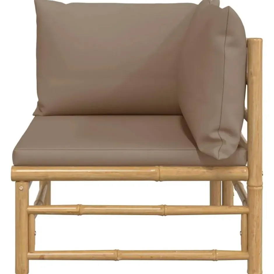 vidaXL - Tuinhoekbank - Taupe - Bamboe - Met kussens