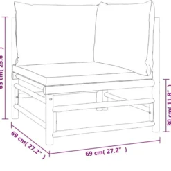 vidaXL - Tuinhoekbank - Taupe - Bamboe - Met kussens