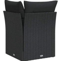 vidaXL - Tuinhoekbank - Zwart - Poly rattan - Met kussens