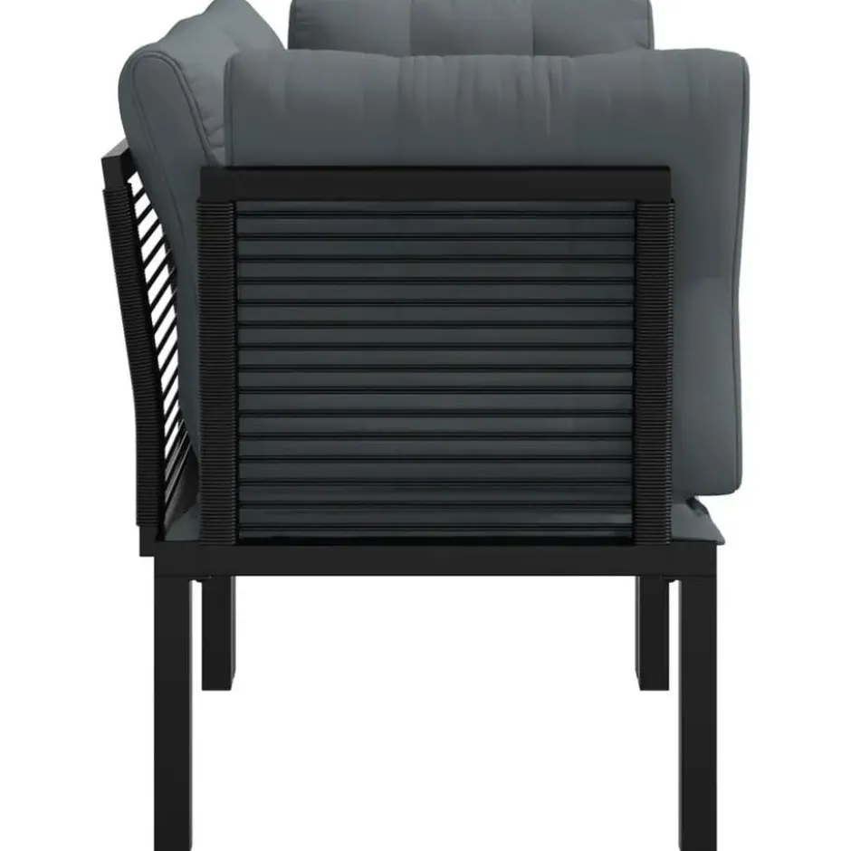 vidaXL - Tuinhoekstoelen - Zwart en grijs - Poly rattan - 2 stuks - Met kussens
