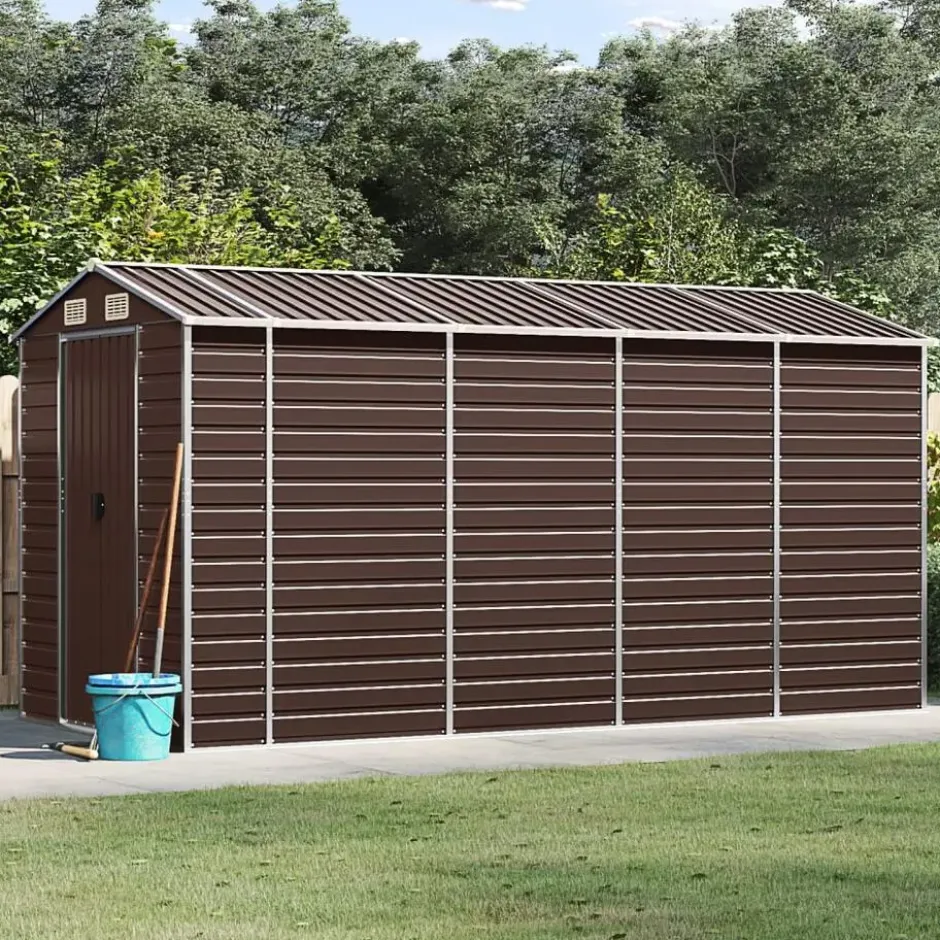 vidaXL - Tuinhuis Bruin 191x385x198 cm Gegalvaniseerd Staal