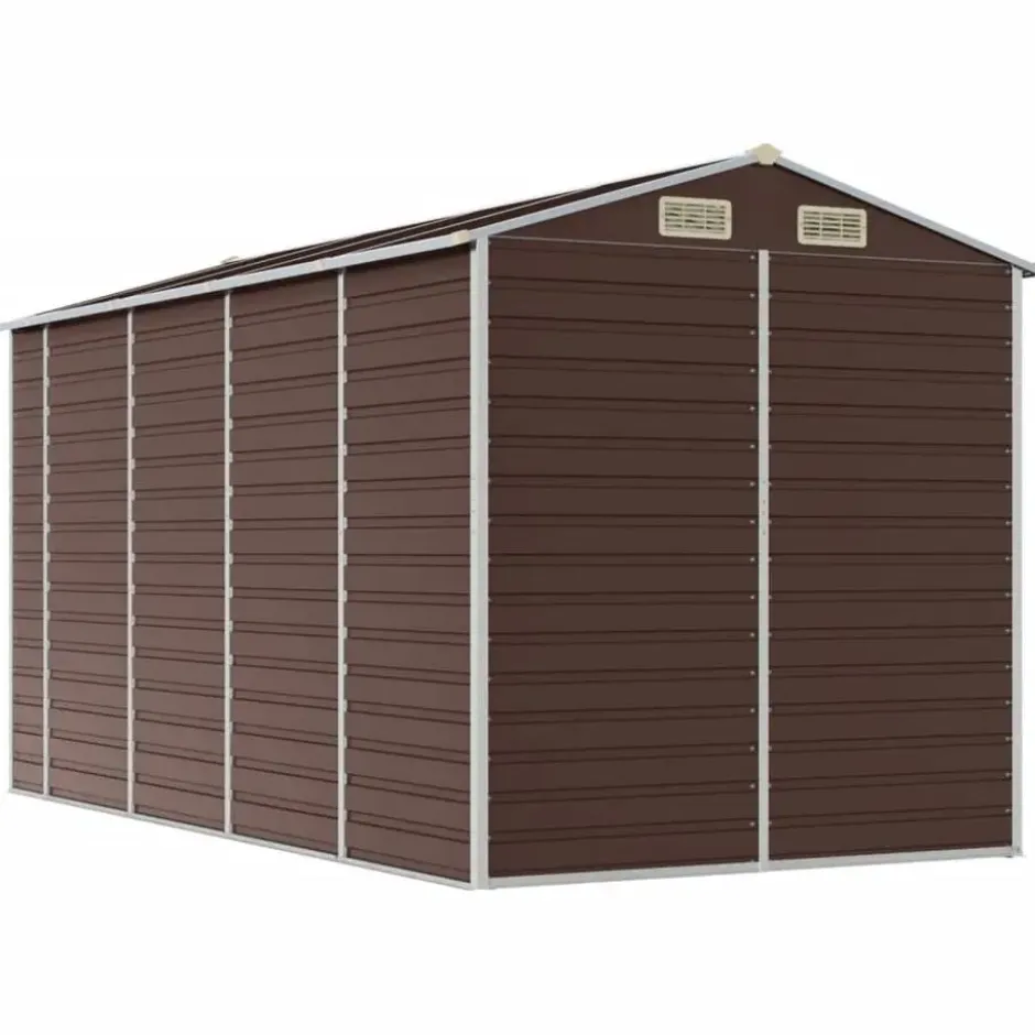 vidaXL - Tuinhuis Bruin 191x385x198 cm Gegalvaniseerd Staal