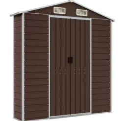 vidaXL - Tuinhuis Bruin 191x385x198 cm Gegalvaniseerd Staal