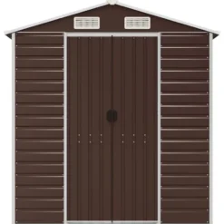 vidaXL - Tuinhuis Bruin 191x640x198 cm Gegalvaniseerd Staal