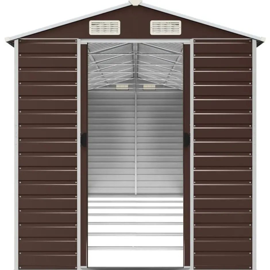 vidaXL - Tuinhuis Bruin 191x640x198 cm Gegalvaniseerd Staal
